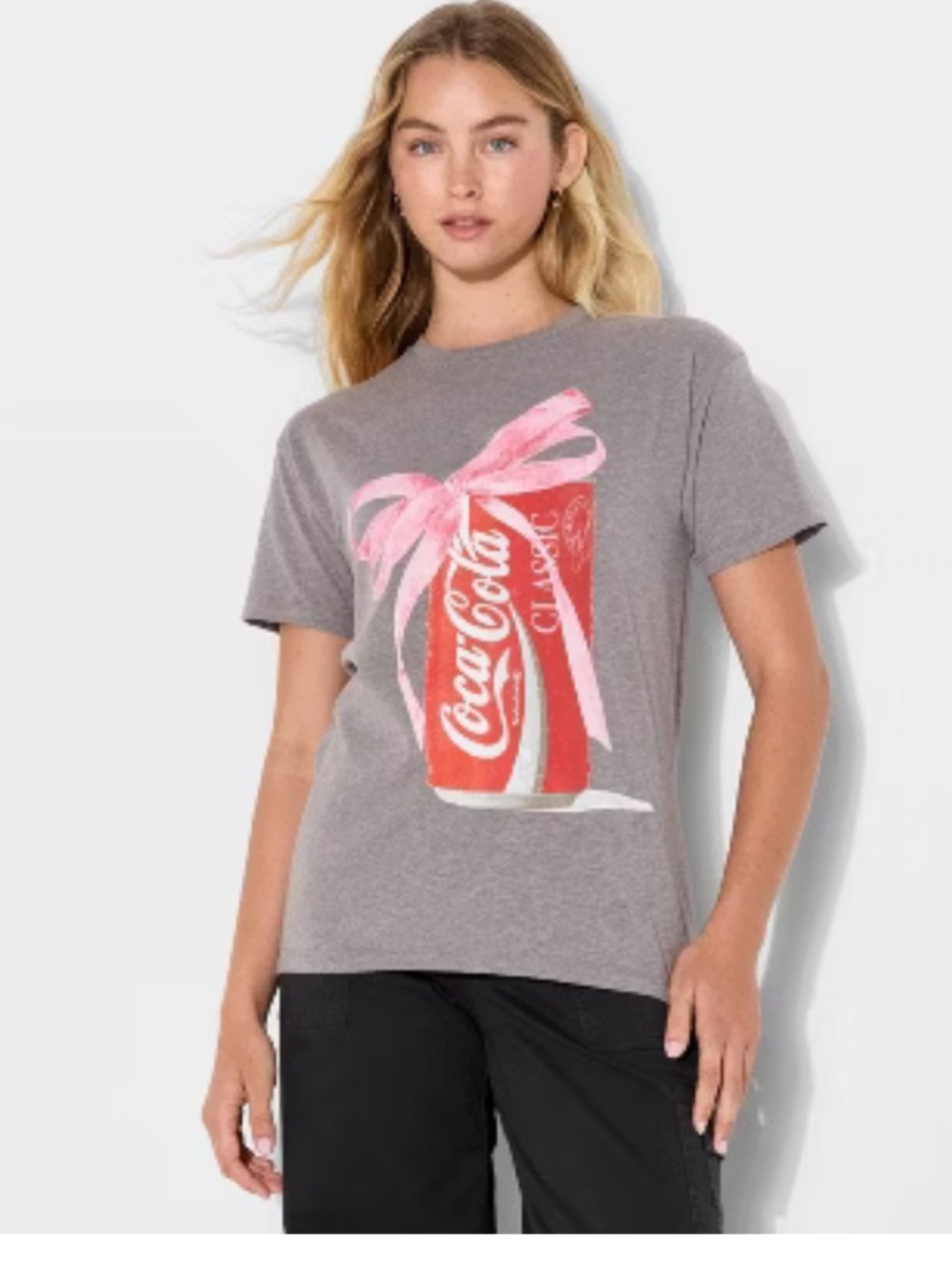 Grayson Threads Gray Tee with Red Can and Pink Bow - Picture 2 of 4